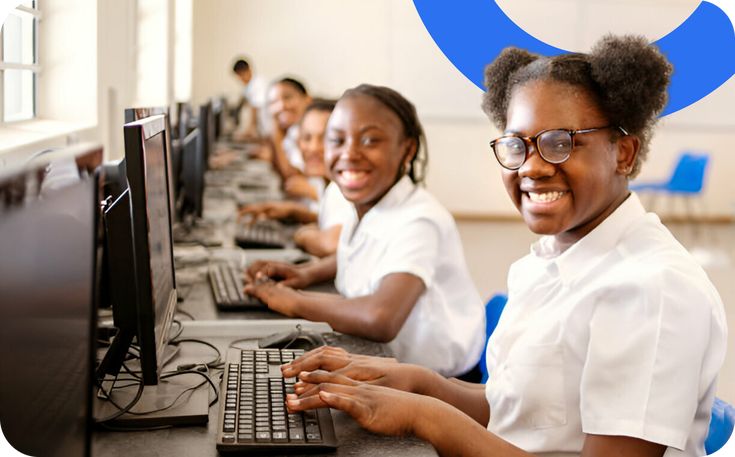 Students learning digital skills